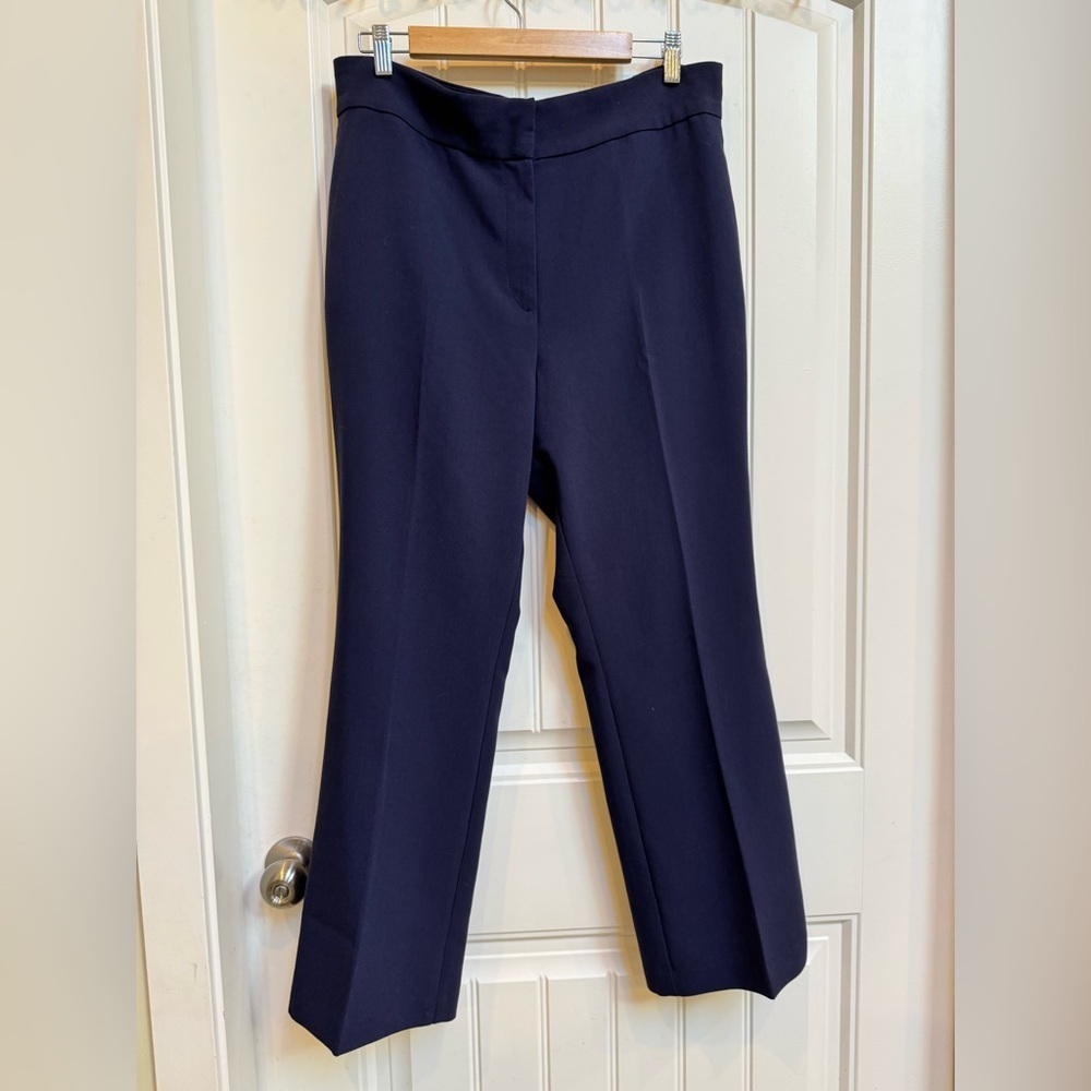 H&M Navy Blue Straight Leg High Waist Ankle Pant with Pockets. Size L